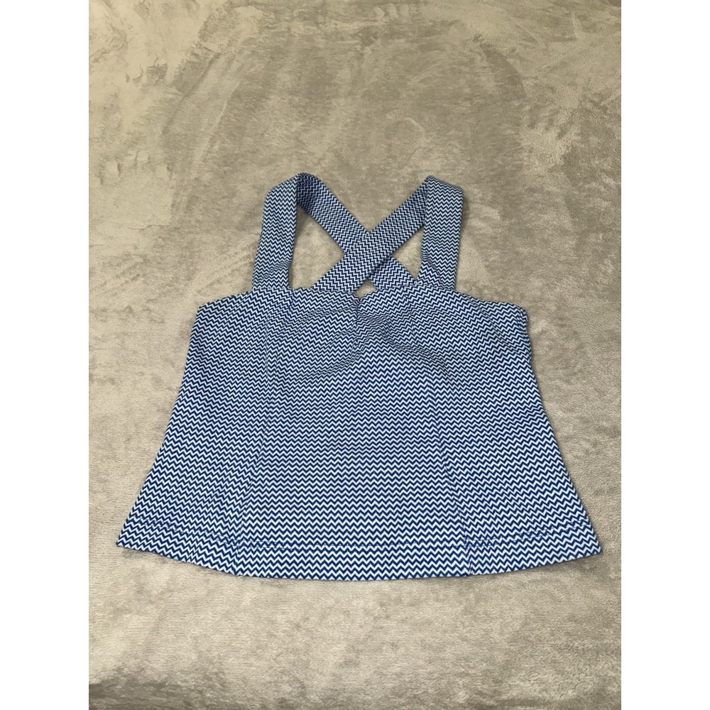 Maeve By Anthropologie S Blue Chevron Statton Criss Cross Button Down Back Top